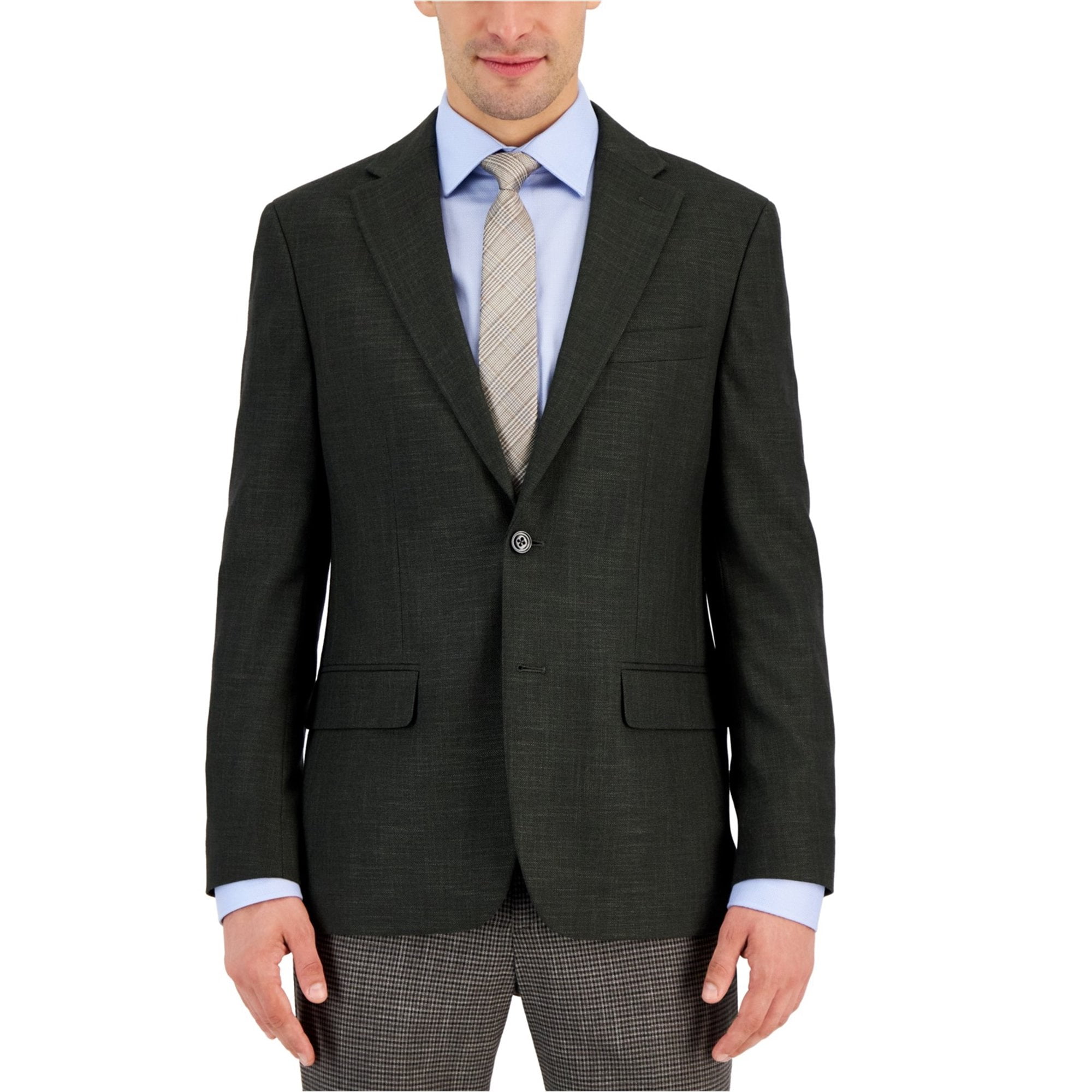 Tommy Hilfiger Mens Modern-Fit Solid Weave Sport Two Button Blazer Jacket, Green, 40