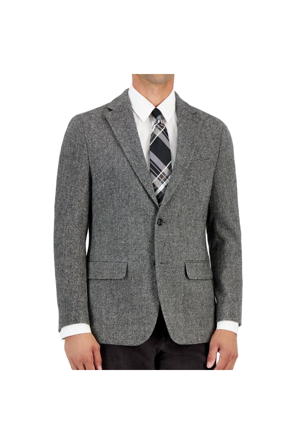Mens Modern Fit Wool Sport Coat Blazer Black White 40R