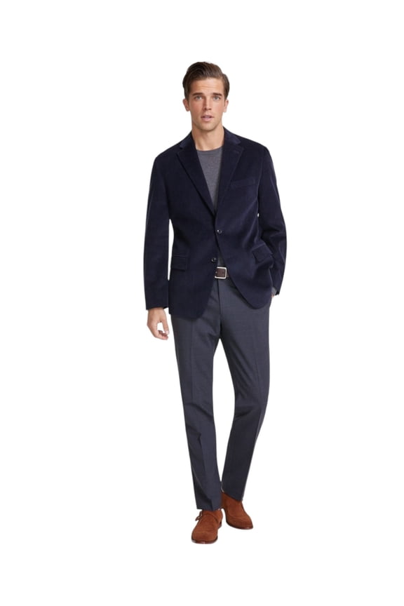 Mens Modern fit Corduroy Sport Coat Blazer 36 S Navy Blue Stretch