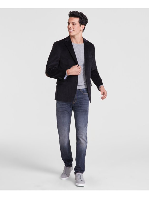 Modern-Fit Corduroy Elbow Patch Sport Coat Men's 40S Black