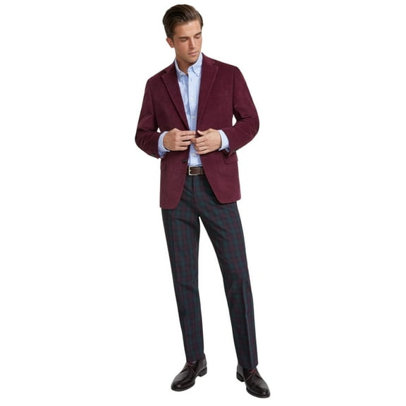 Tommy Hilfiger Men's Modern-Fit Corduroy Elbow Patch Sport Coat - Burgundy-40S