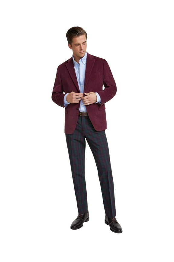 Men's Modern-Fit Corduroy Elbow Patch Sport Coat - Burgundy-40S