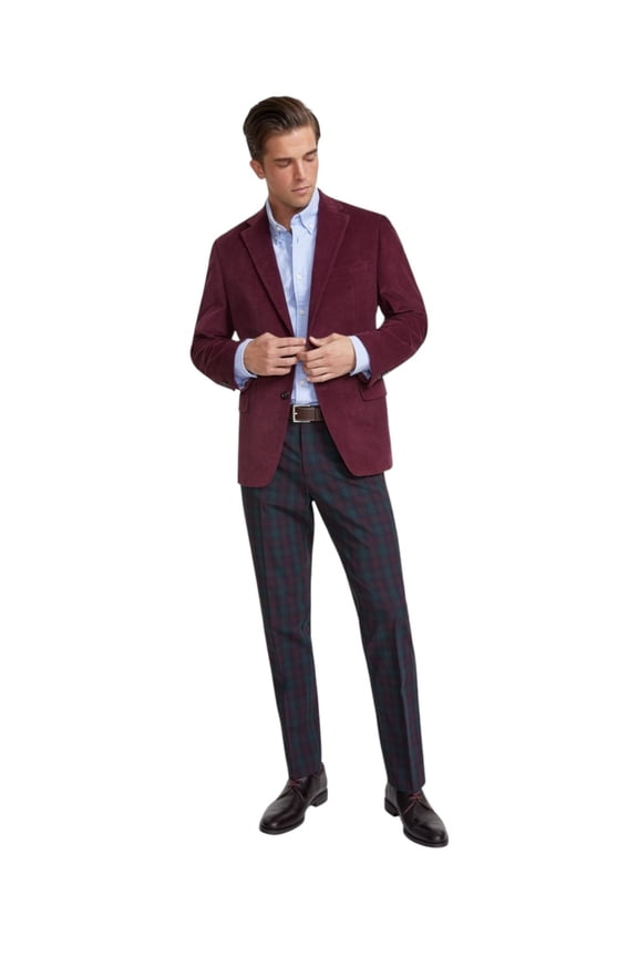Mens Modern fit Corduroy Sport Coat Blazer 44 L Burgundy Red