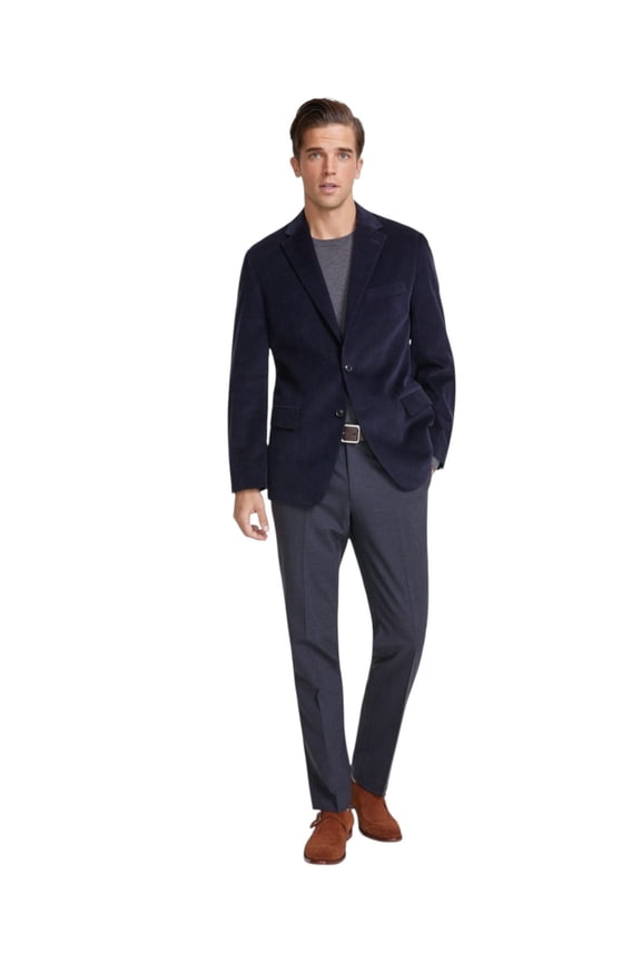 Mens Modern fit Corduroy Sport Coat Blazer 44 L Navy Blue Solid