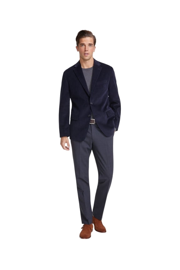 Mens Modern fit Corduroy Sport Coat Blazer 48 R Navy Blue Solid