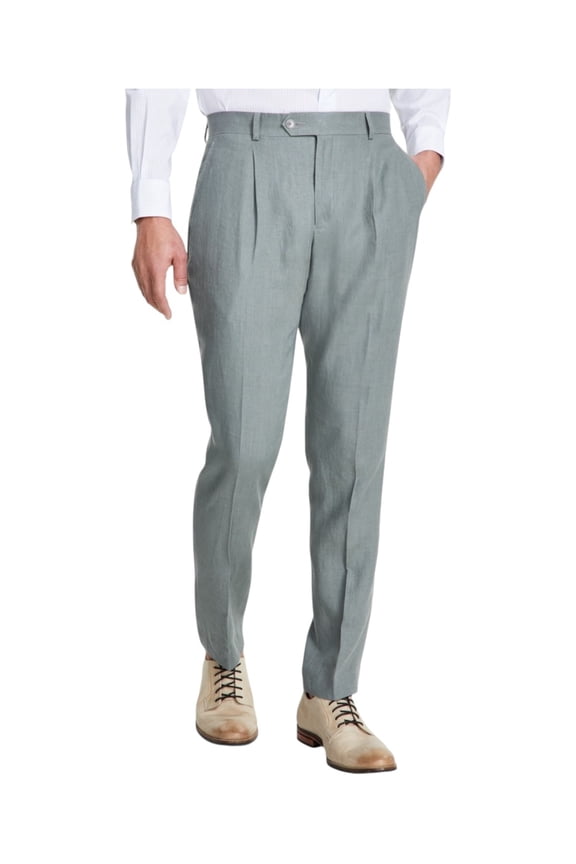 Mens Modern fit Dress Pants 30 / 30 Green Solid Linen