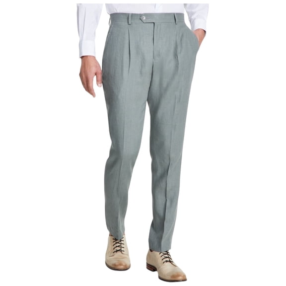 Tommy Hilfiger Mens Modern fit Dress Pants 30 / 30 Green Solid Linen