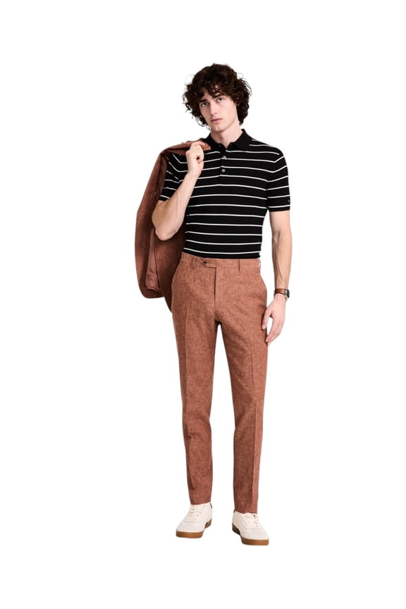 Mens Modern fit Dress Pants 32 / 32 Brown Solid Stretch