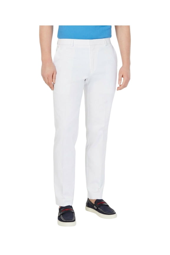 Mens Modern fit Dress Pants 32 / 32 White Solid Stretch