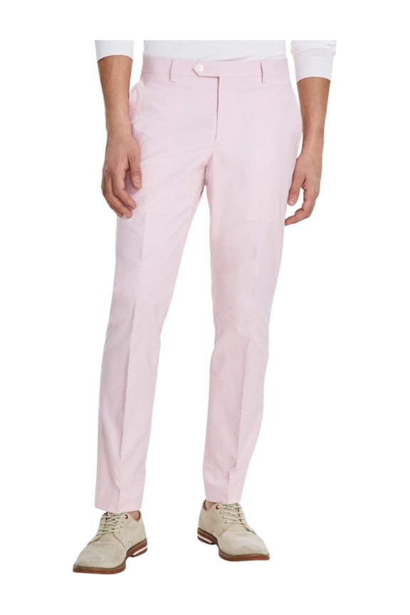 Mens Modern fit Dress Pants 33 / 32 Pink Solid Stretch