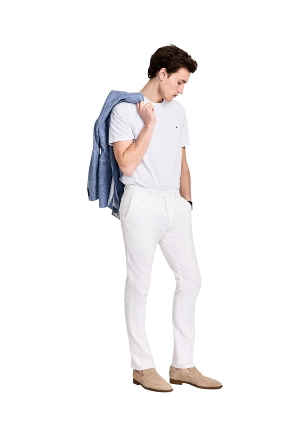 Mens Modern fit Dress Pants 33 / 32 White Solid Stretch