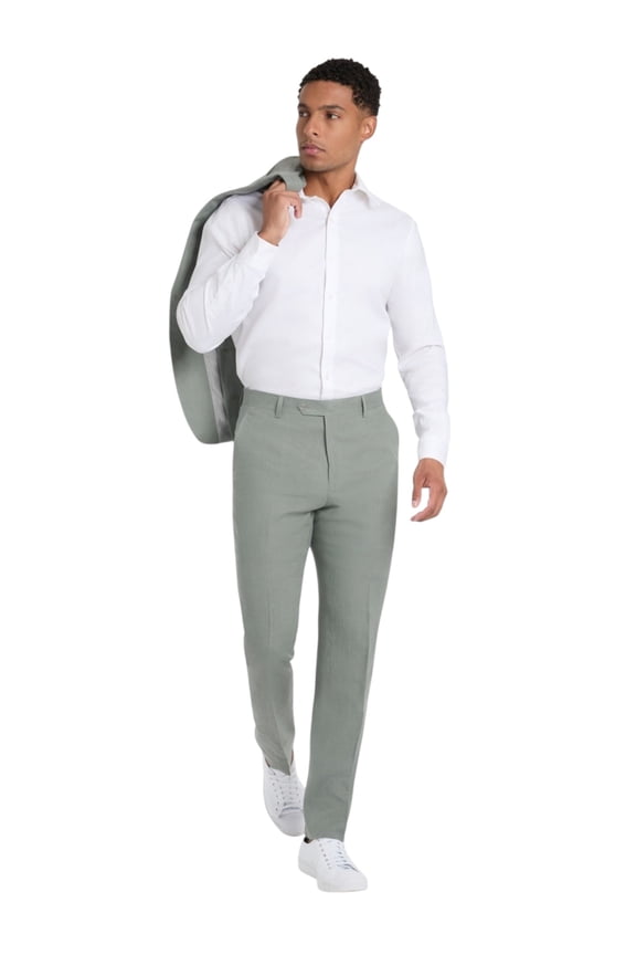 Mens Modern fit Dress Pants 34 / 30 Sage Green Solid Linen