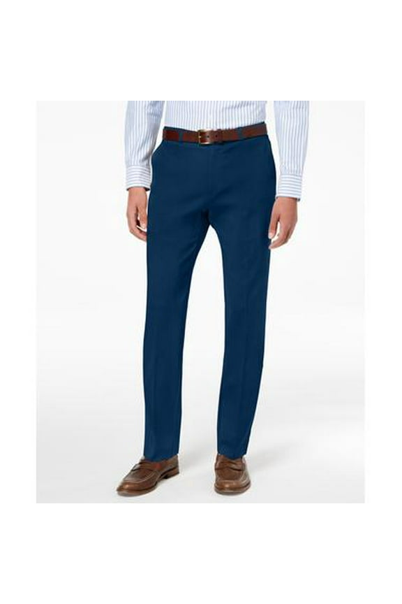 Mens Modern fit Dress Pants 36 / 29 Blue Solid Stretch