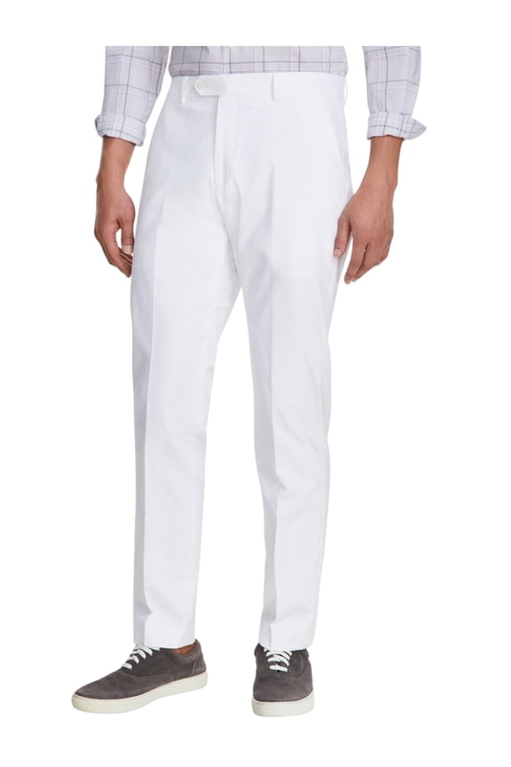 Mens Modern fit Dress Pants 36 / 34 White Solid Stretch