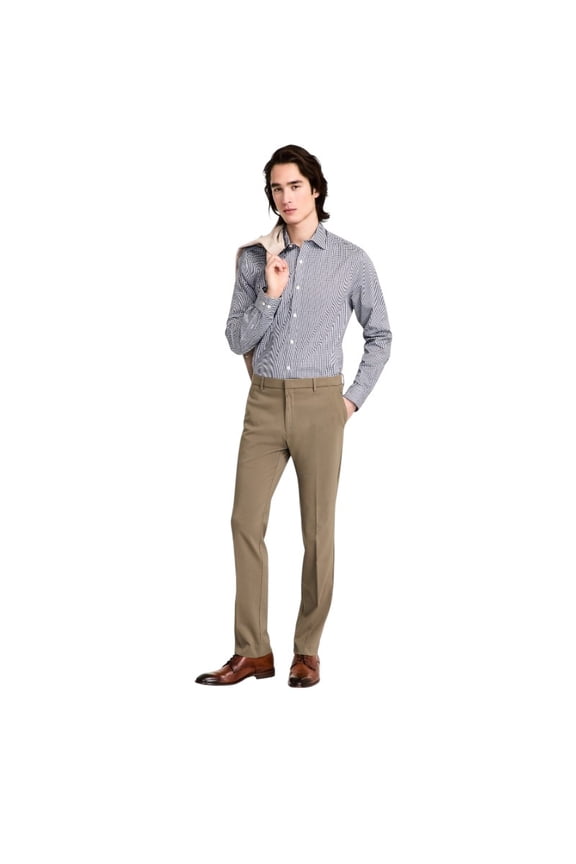 Mens Modern fit Dress Pants 38 / 29 Olive Green Solid Stretch