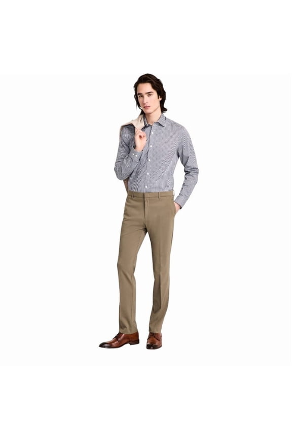 Mens Modern fit Dress Pants 38 / 34 Olive Green Solid Stretch