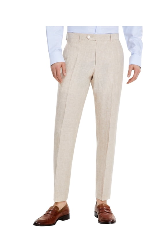 Mens Modern fit Dress Pants 40 / 34 Beige Solid Linen