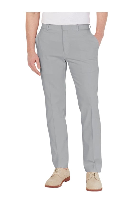 Mens Modern fit Dress Pants 42 / 32 Light Grey Solid Stretch