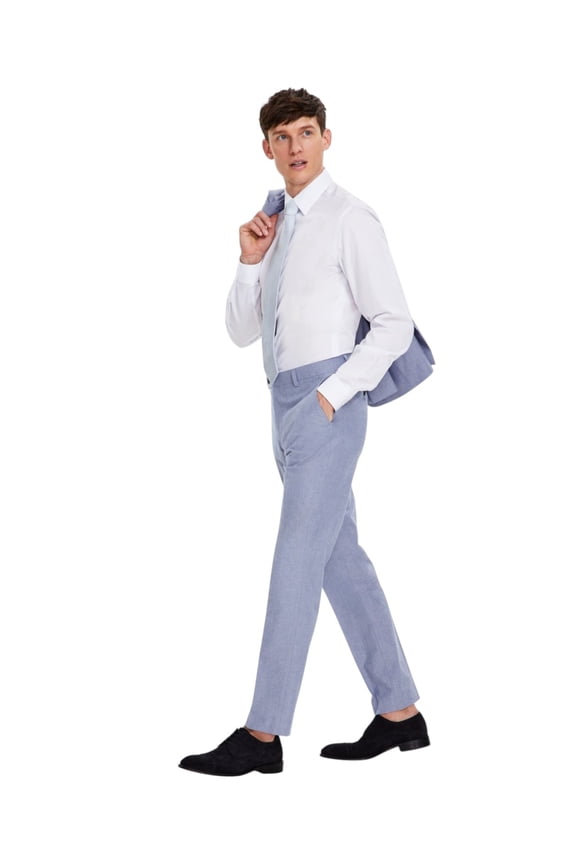 Mens Modern fit Dress Pants 44 / 34 Light Blue Solid Stretch