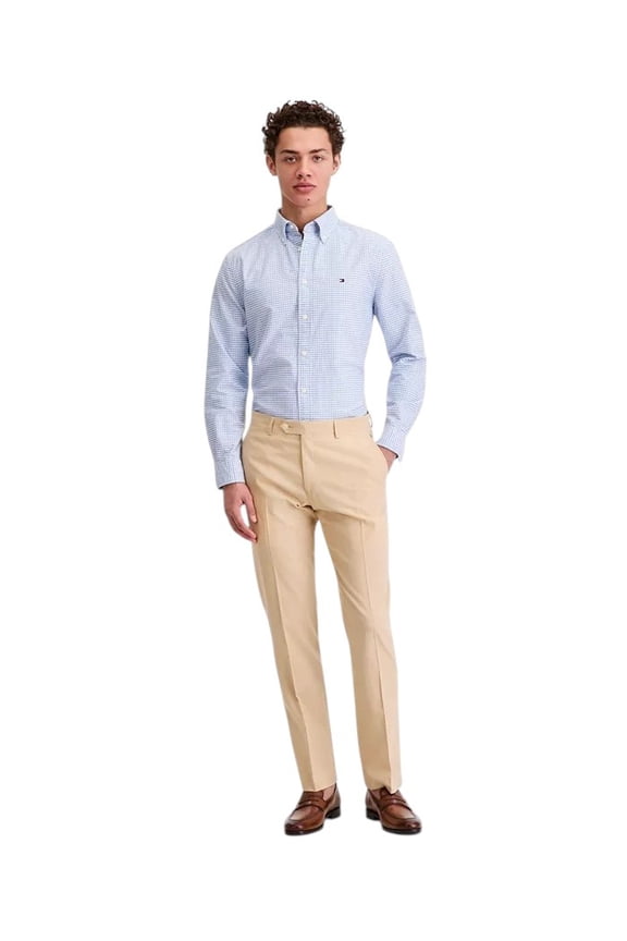 Mens Modern fit Linen Cotton Dress Pants 34 / 32 Light Tan Solid
