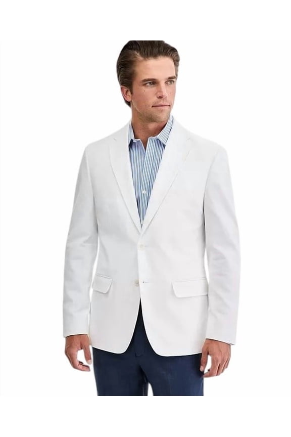 Mens Modern fit Linen Sport Coat Blazer 41 R White Solid
