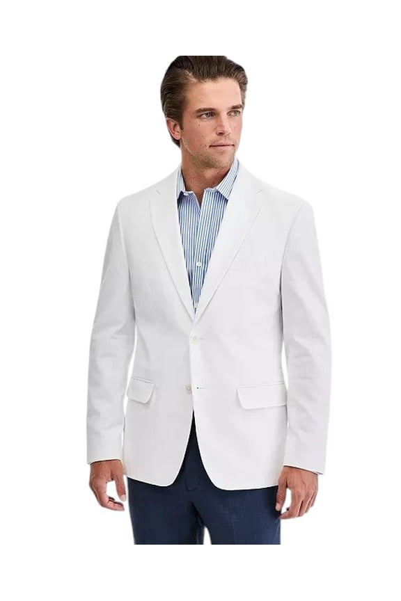 Mens Modern fit Linen Sport Coat Blazer 41 R White Solid