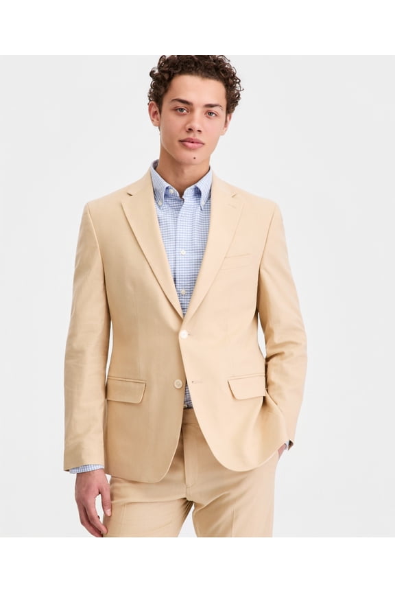 Mens Modern fit Linen Sport Coat Blazer 44 S Light Tan Solid
