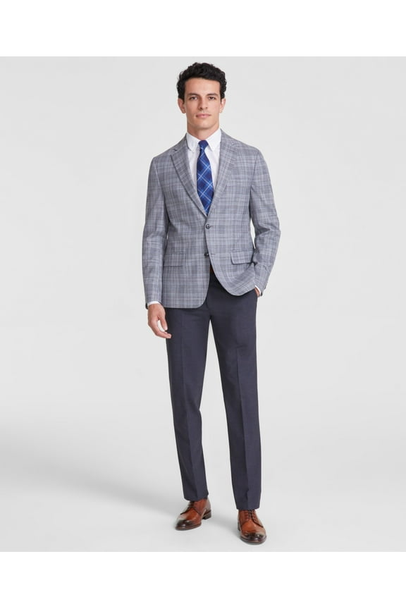 Mens Modern fit Sport Coat Blazer 36 R Grey Plaid