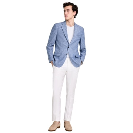 Tommy Hilfiger Mens Modern fit Linen Cotton Sport Coat Blazer 36 R Blue Solid