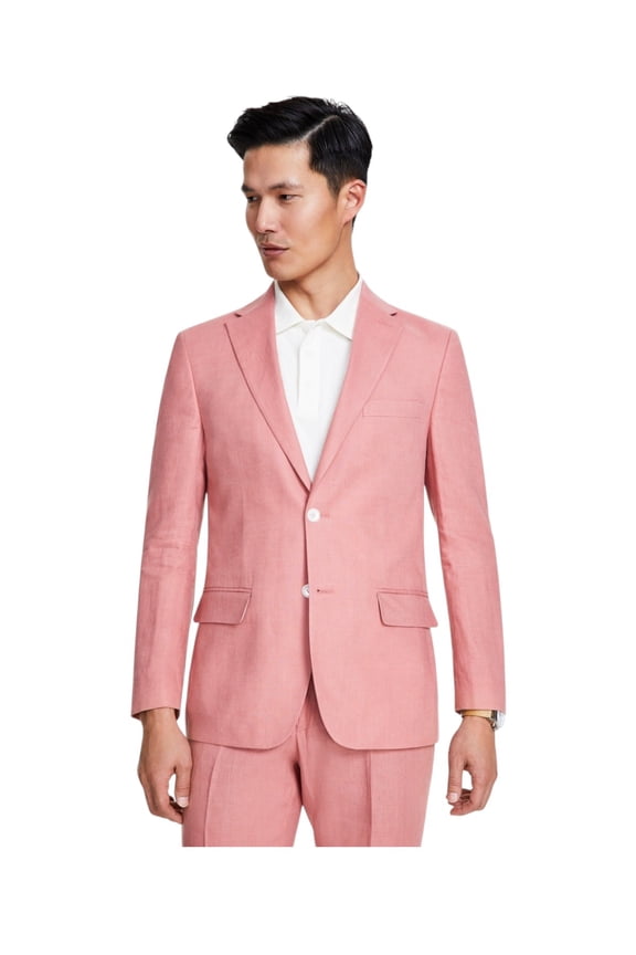 Mens Modern fit Sport Coat Blazer 36 R Light Red Solid Linen