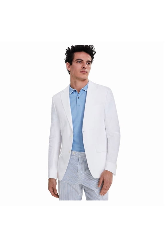 Mens Modern fit Sport Coat Blazer 36 R White Solid Linen