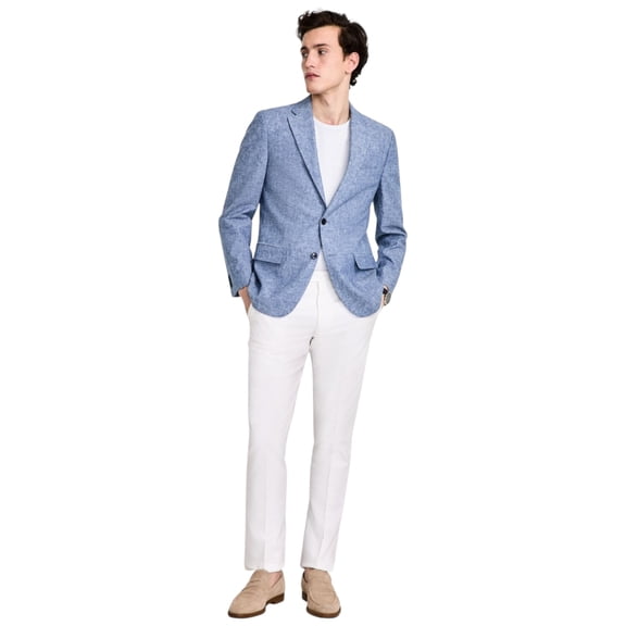 Tommy Hilfiger Mens Modern fit Linen Cotton Sport Coat Blazer 38 R Blue Solid
