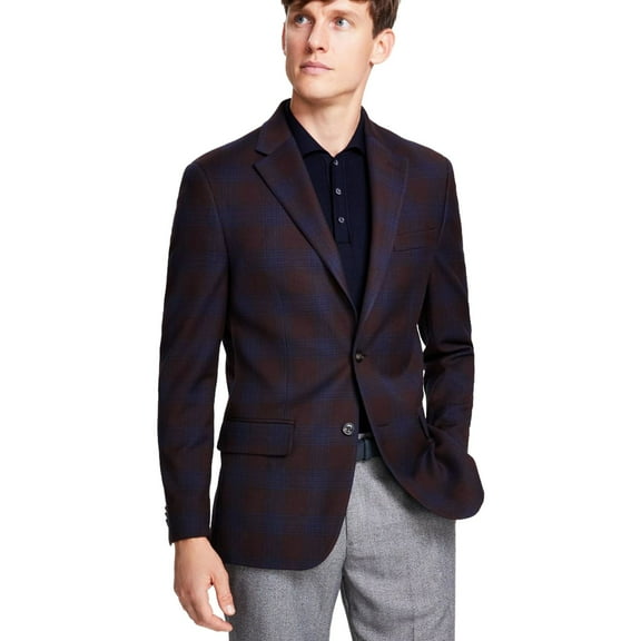 Tommy Hilfiger Mens Plaid Coat, Multicoloured, 38 Regular