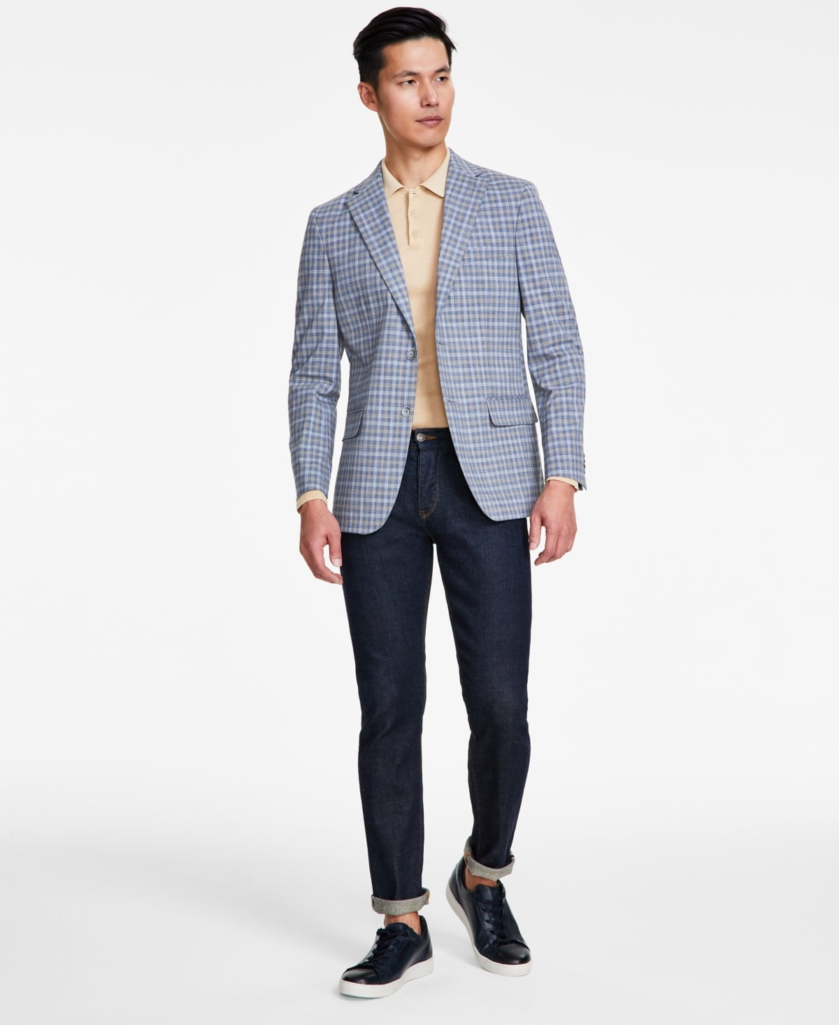 Tommy Hilfiger Mens Modern fit Sport Coat Blazer 38 S Blue Check