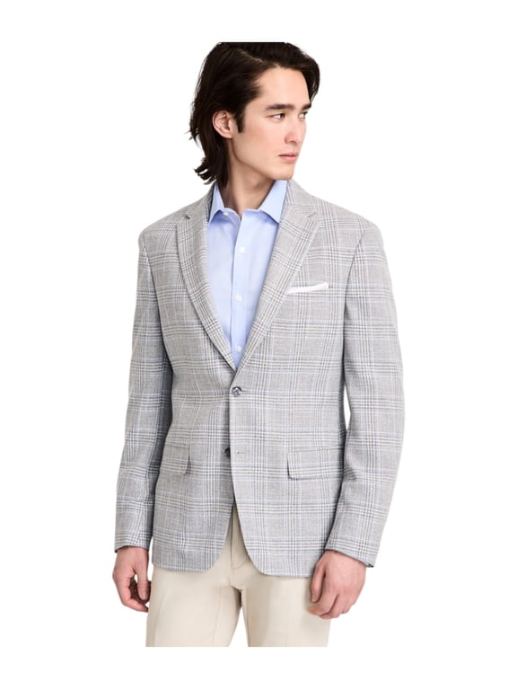 Mens Modern fit Sport Coat Blazer 42 L Light Grey Solid Stretch