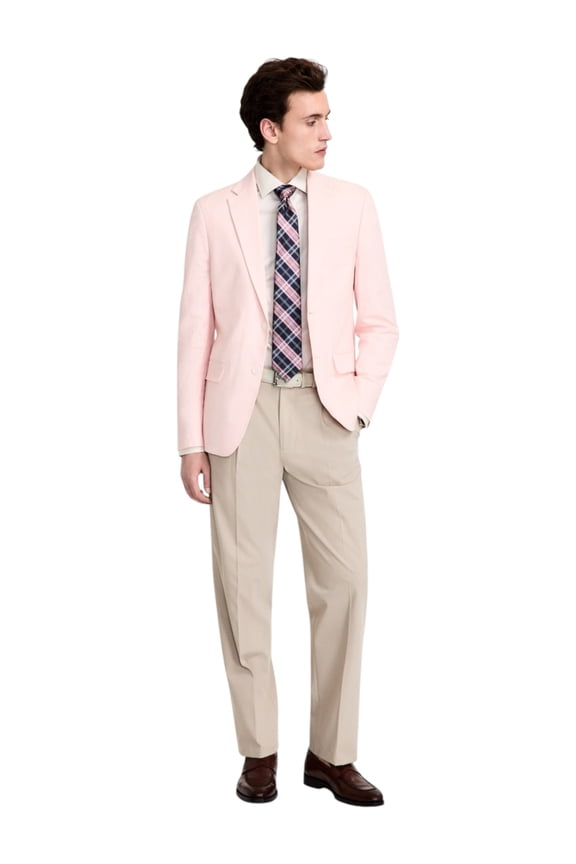 Mens Modern fit Sport Coat Blazer 42 L Pink Solid Linen