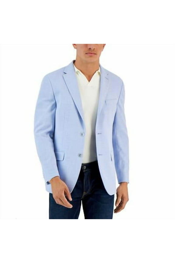 Mens Modern fit Sport Coat Blazer 42 R Light Blue Solid Stretch