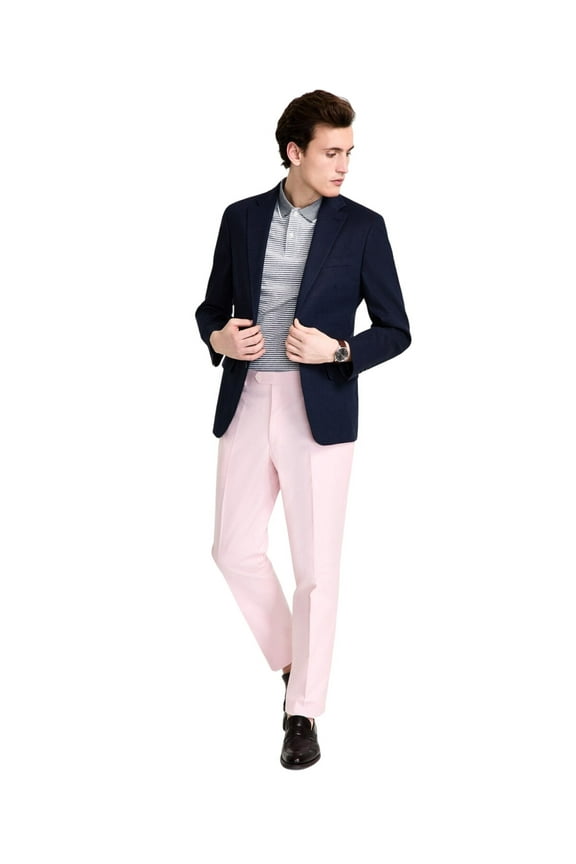 Mens Modern fit Sport Coat Blazer 43 L Navy Blue Solid Stretch