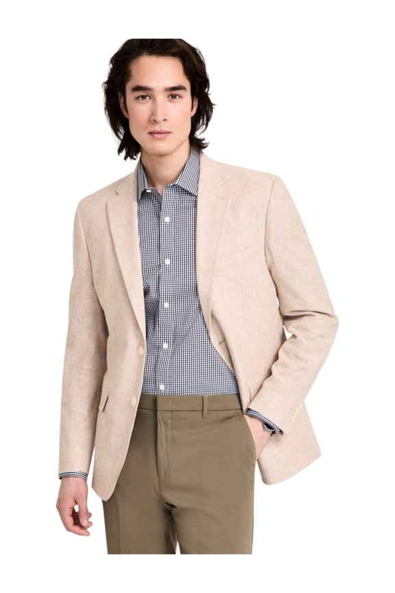 Mens Modern fit Sport Coat Blazer 44 L Beige Solid Stretch