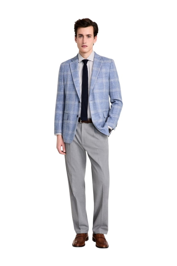 Mens Modern fit Sport Coat Blazer 44 L Blue Plaid