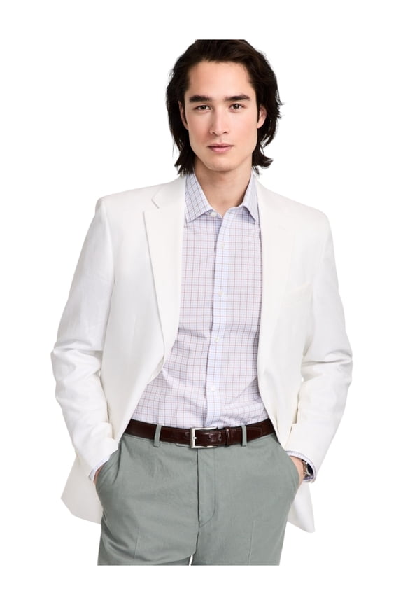 Men's Modern-Fit Linen Sport Coat Blazer Suit Jacket White 44 L