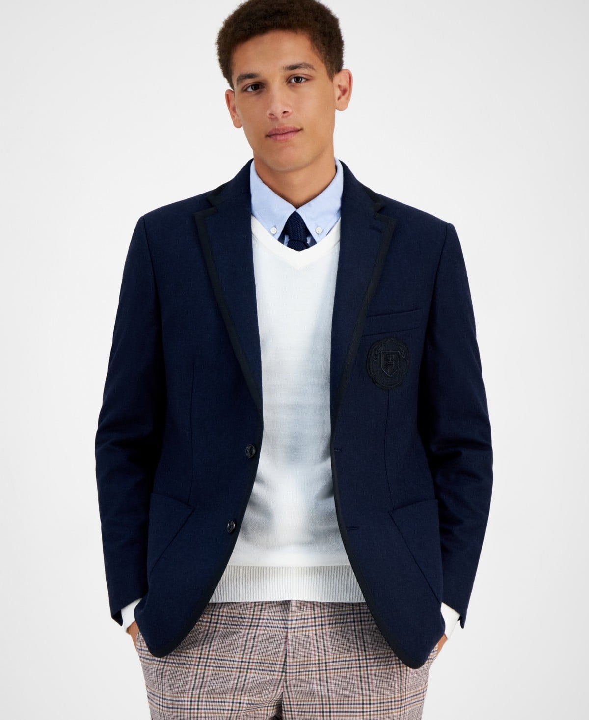 TOMMY HILFIGER Mens Trevor Gray Single Breasted, Classic Fit Blazer Sport Coat