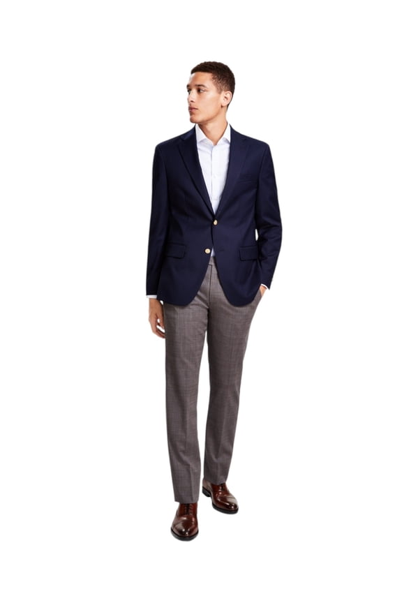 Mens Modern fit Sport Coat Blazer 52 L Navy Blue Solid Stretch