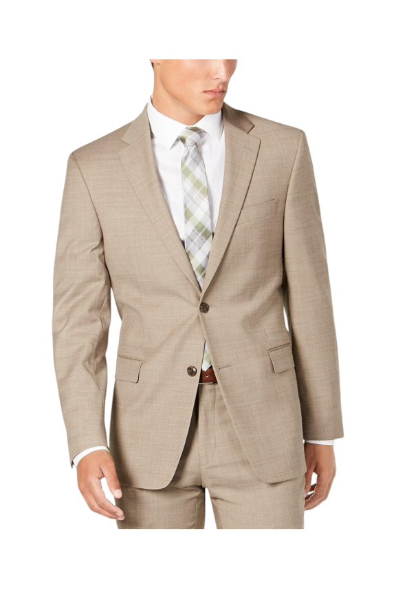 Mens Modern fit Suit Jacket Blazer 40 R Beige Solid Stretch