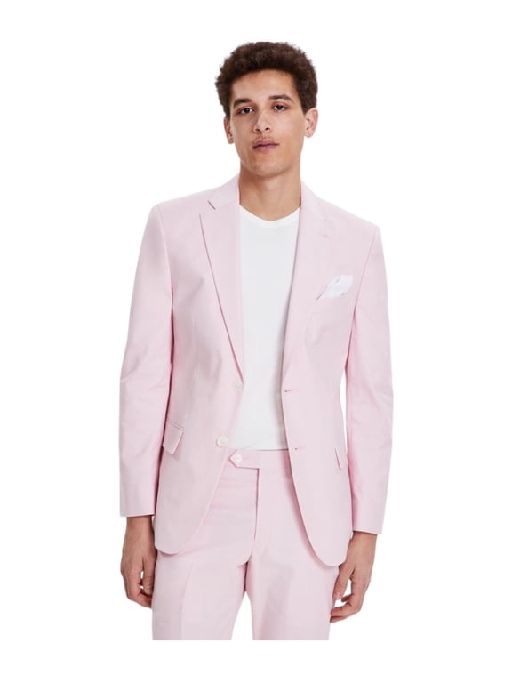 Mens Modern fit Cotton Suit Jacket Blazer 40 R Pink Solid