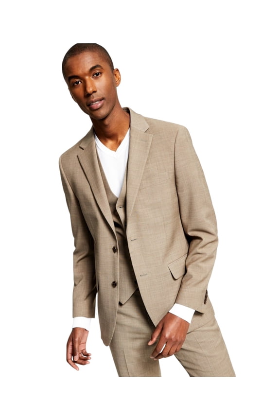 Mens Modern fit Suit Jacket Blazer 40 S Beige Solid Stretch