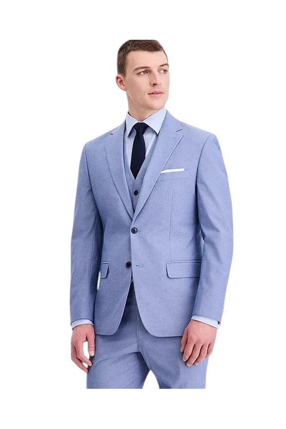Mens Modern fit Suit Jacket Blazer 40 S Light Blue Solid Stretch
