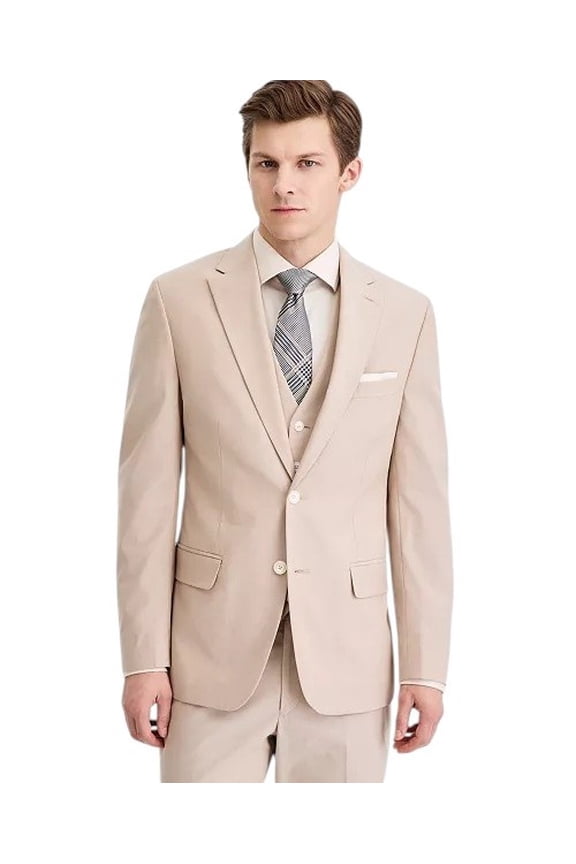 Mens Modern fit Suit Jacket Blazer 41 R Tan Solid Stretch