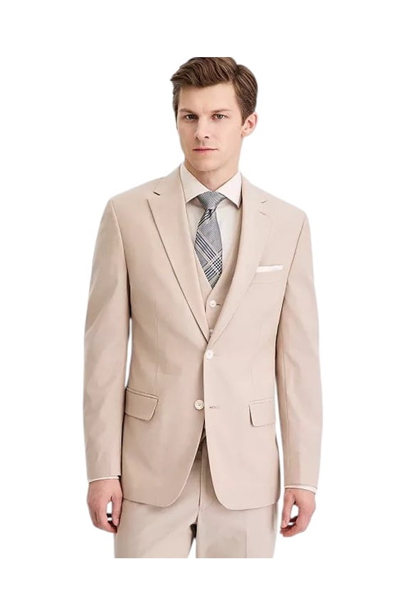 Mens Modern fit Cotton Suit Jacket Blazer 44 R Tan Solid
