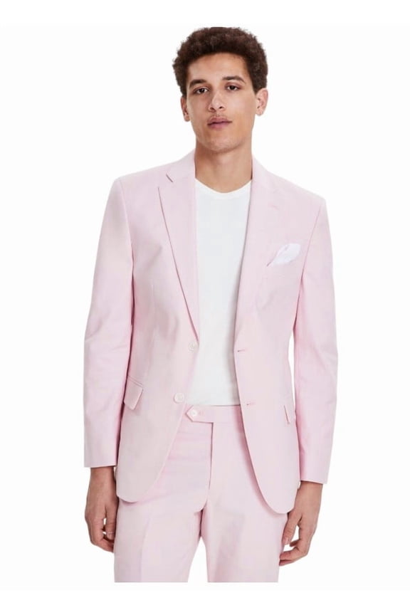 Mens Modern fit Suit Jacket Blazer 44 R Pink Solid Stretch